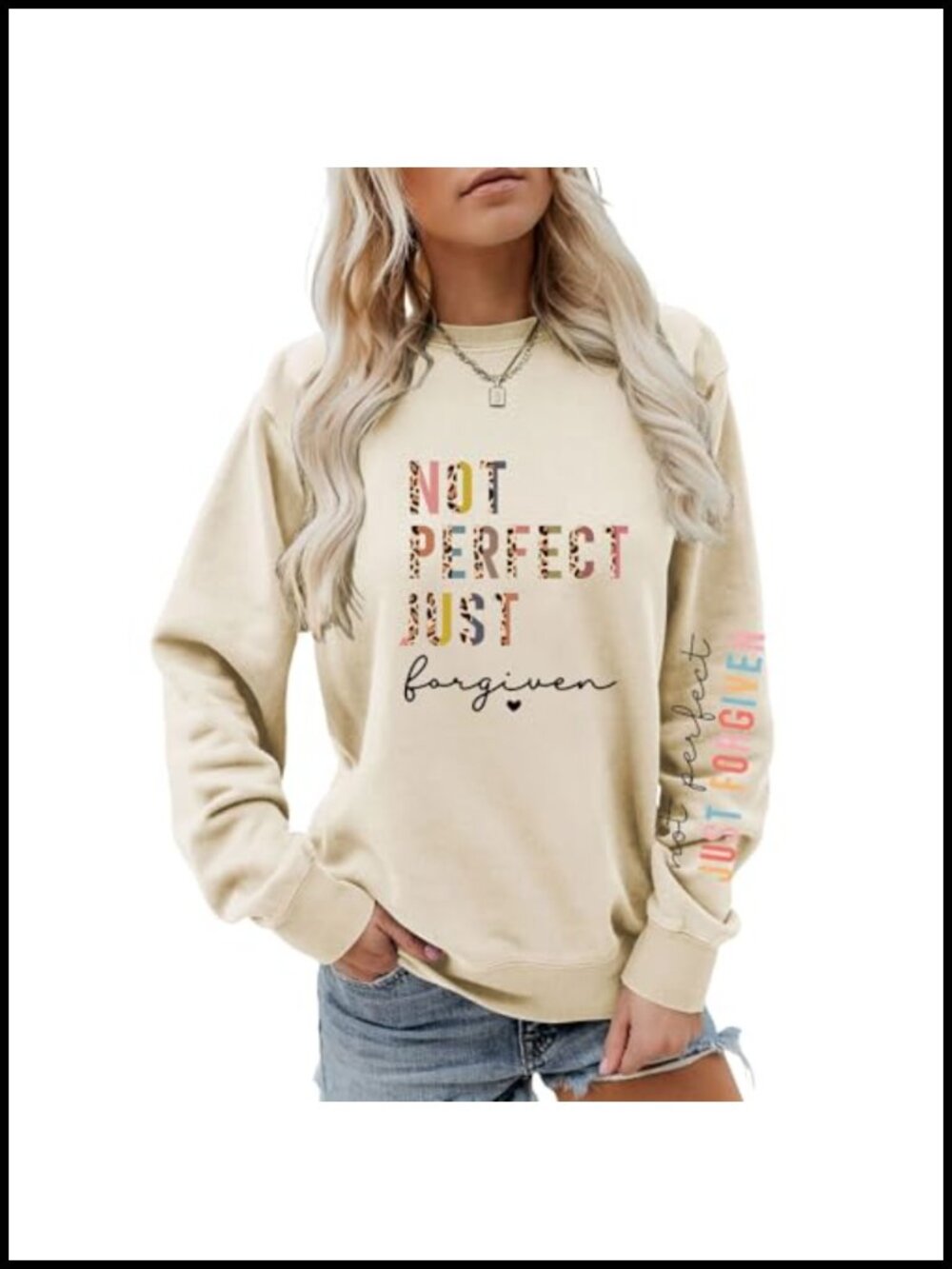 Christian Sweatshirt Not Perfect Just Forgiven Cotton Blend Women's Crewneck
